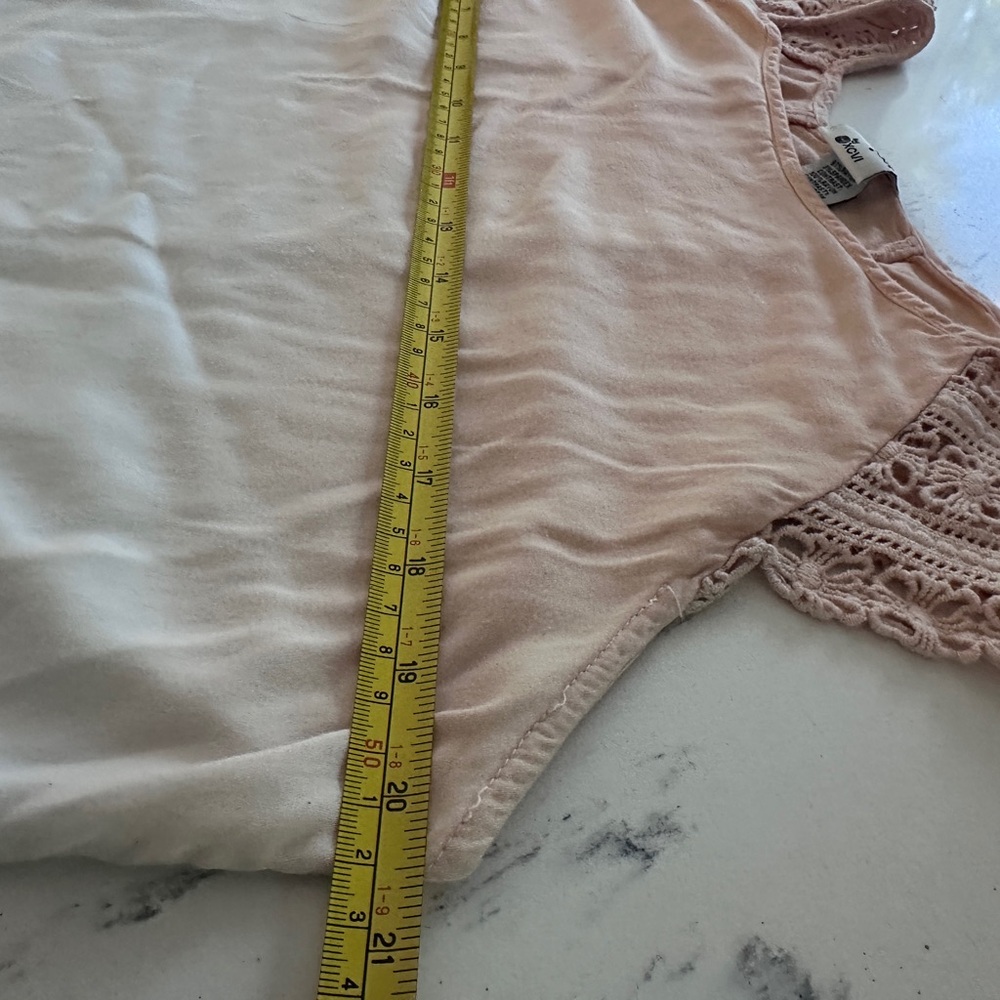 Women’s Mind Set by XCVI Beige Asymmetrical Scoop Neck Lace Trim Dress Size L - Picture 7 of 11